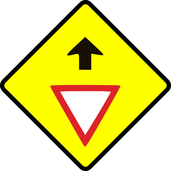 Caution Give Way Sign clip art Free Vector