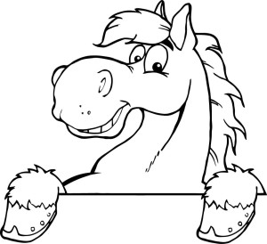 printable outline of a smiley cartoon horse for kids - Coloring Point