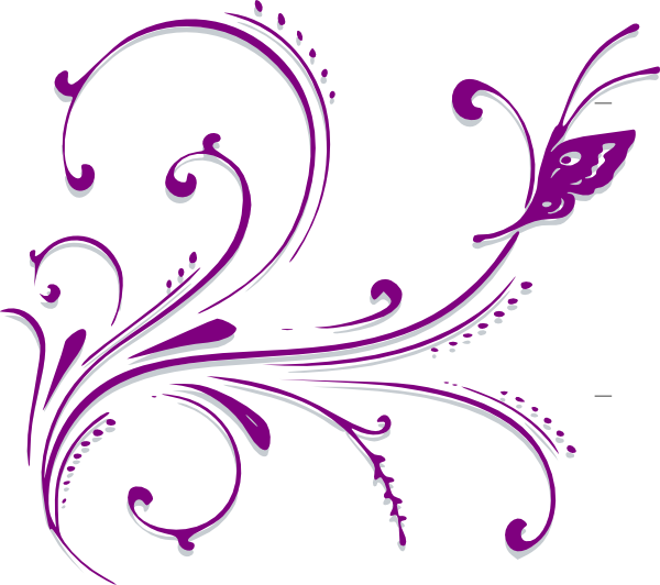 Purple Butterfly Scroll Clip Art - vector clip art ...