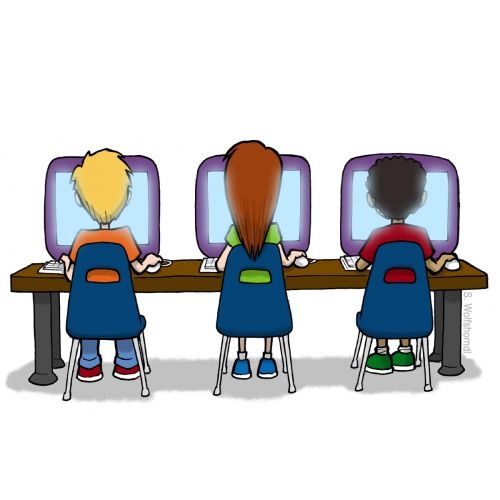 Student Working On Computer Clipart