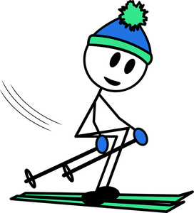 Skiing Cartoon Clipart Image - Stick Figure Person Skiing Downhill ...