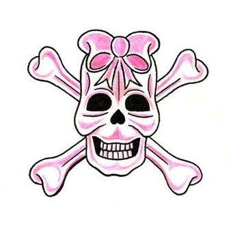 Girly Skull and Crossbones Tattoo Design - TattooWoo.