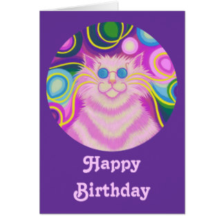 Happy Birthday Purple And Pink Greeting Cards | Zazzle