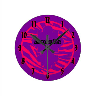 Purple Zebra Wall Clocks | Zazzle