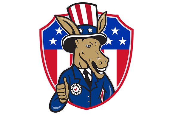 Democrat Donkey Mascot Thumbs Up Fla ~ Illustrations on Creative ...