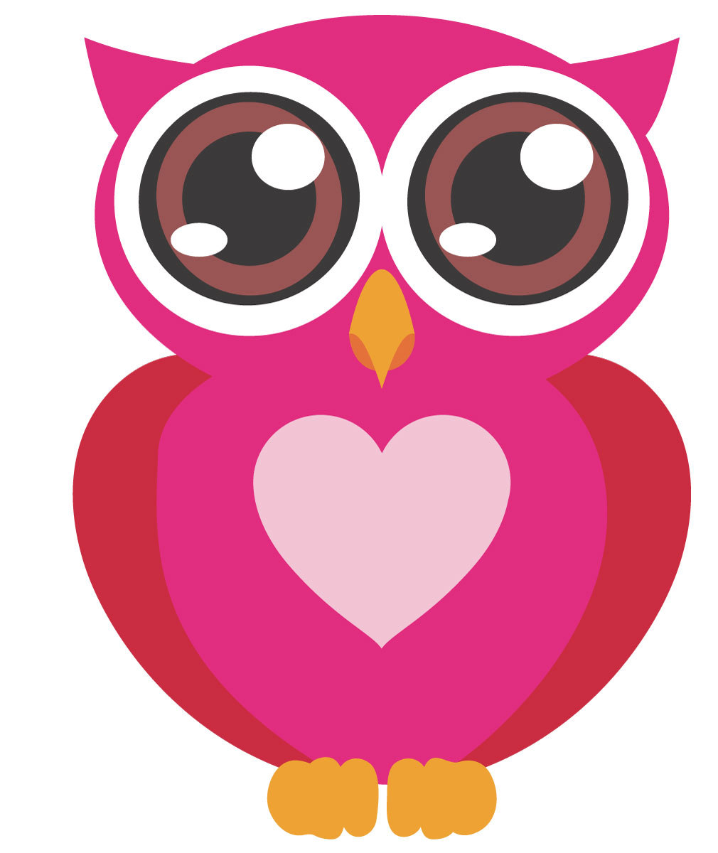Cute pink owl clipart