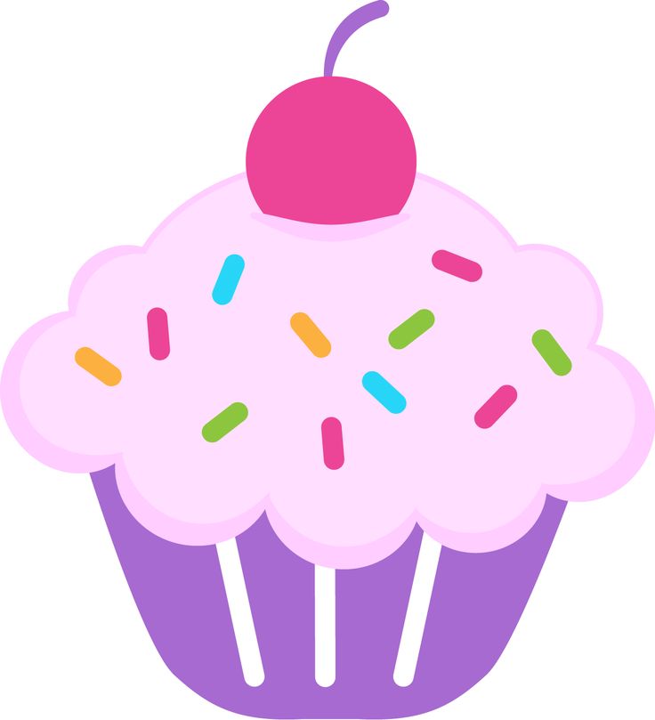 Pink birthday cupcake clipart