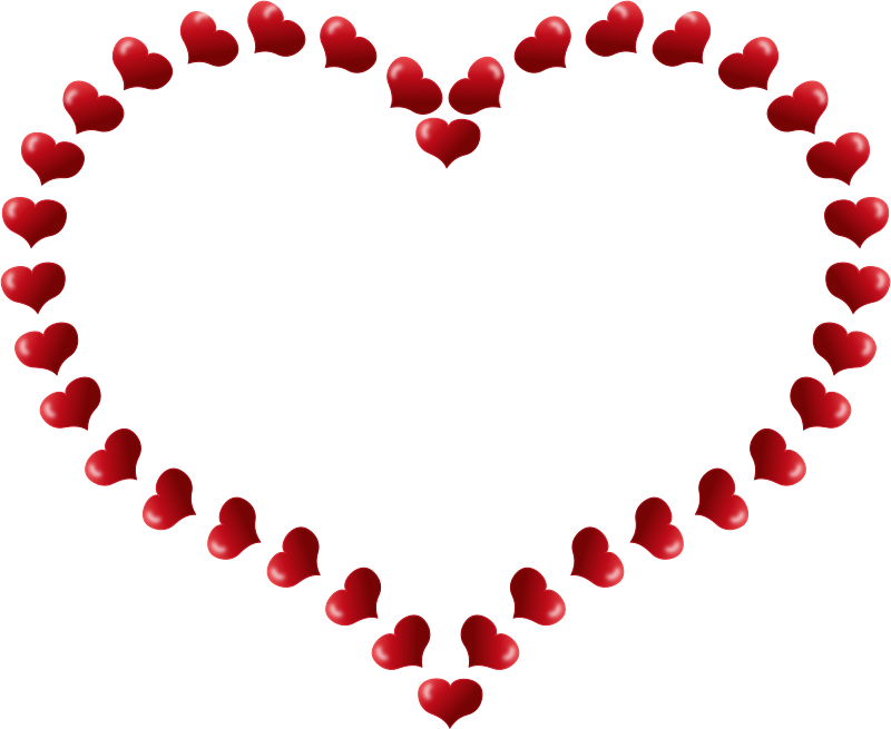 Clipart - Red Heart Shaped Border with Little Hearts