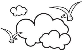 Sun and clouds clipart black and white