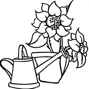 Watering Can Spread Water to Flowers Coloring Page: Watering Can ...