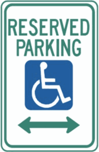 Reserved Parking Handicap Signs with Double Arrow