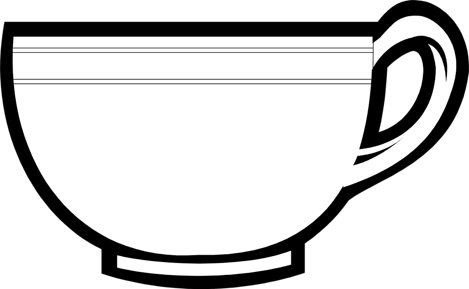 Tea cup clipart black and white