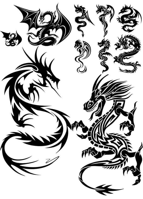 Dragon Shaped Pattern Vector Download | Lazy Drawing