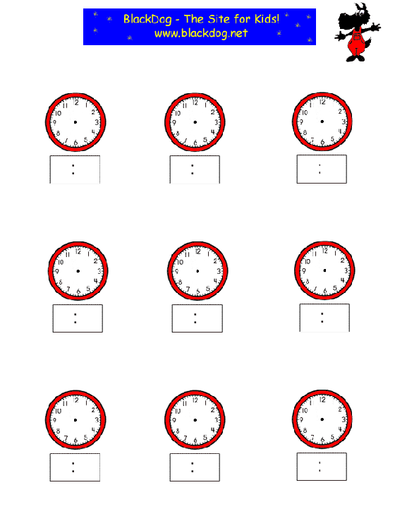 BlackDog's Free Clock Worksheets