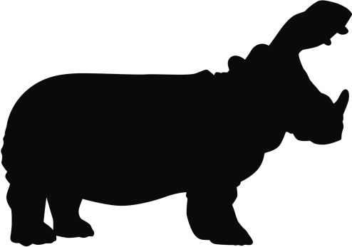 Silhouette Of Hippo Mouth Open Clip Art, Vector Images ...