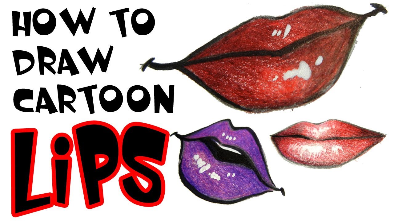 How to draw cartoon lips - YouTube