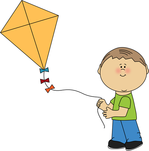 Kid Flying Kite Clipart