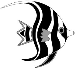 Angel fish clipart black and white