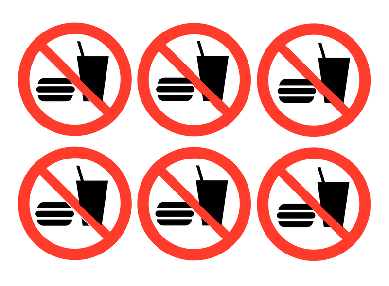 No Food Or Drink Symbol Sheet of Vinyl Labels | Seton UK