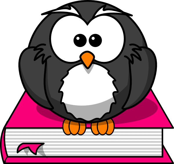 Pink Owl Reading Book Clipart