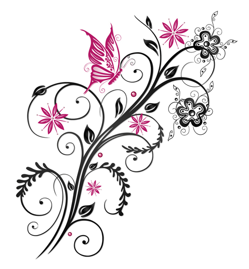 Ornament floral with butterflies vectors material 07 - Vector ...