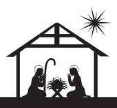 Free black and white nativity scene clipart