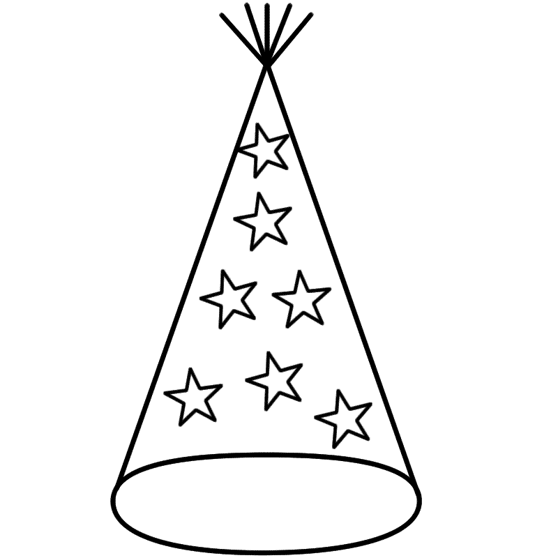 Party Hat with Stars - Coloring Page (Leap Day)