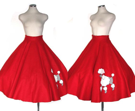 Vintage 50s Poodle Skirt / Circle Skirt / Red Skirt / Rockabilly ...