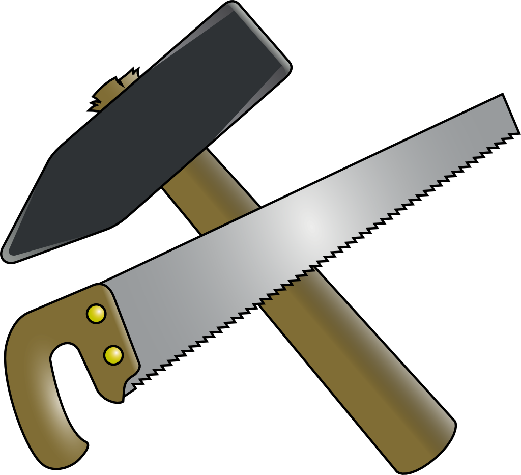 Saw 7 hammer logo clipart