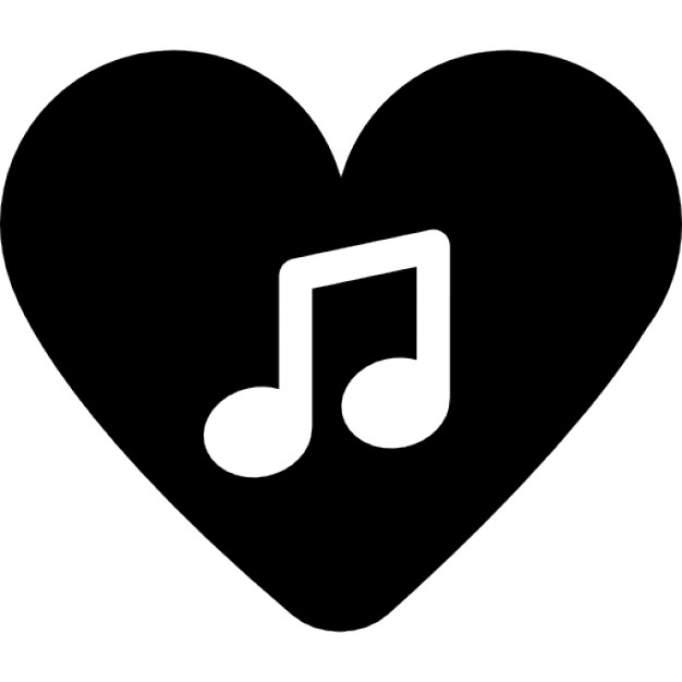 Music note inside a heart Icons | Free Download