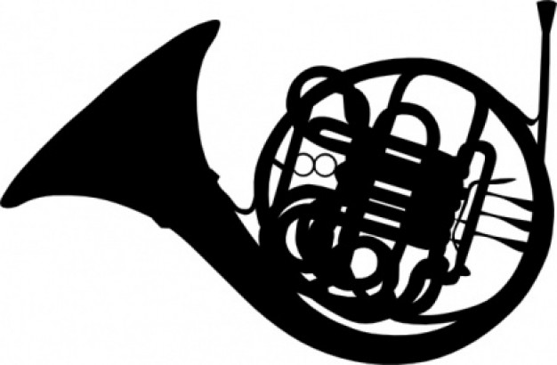 French Horn Silhouette clip art | Download free Vector