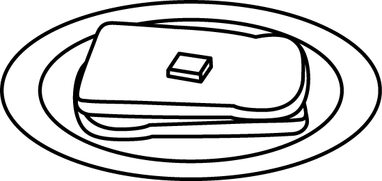 Black and White Plate of Buttered Bread Clip Art - Black and White ...