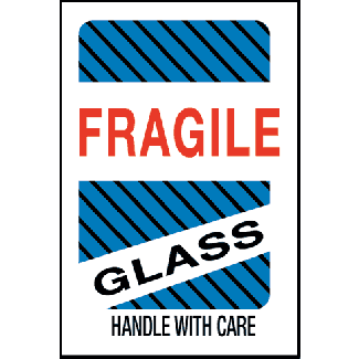 Fragile Glass Handle With Care, 4" x 6", Gloss Paper, Roll of 500 ...