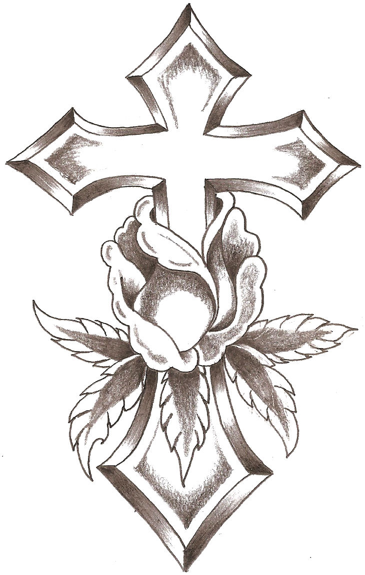 Flowers For > Drawings Of Crosses With Ribbons And Roses