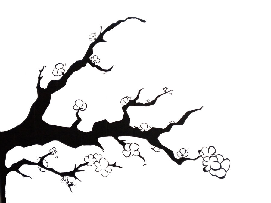 Cherry Blossom Tree Clipart Black And White