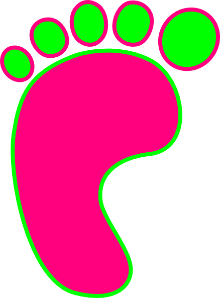 Green And Pink Left Foot Clip Art - vector clip art ...