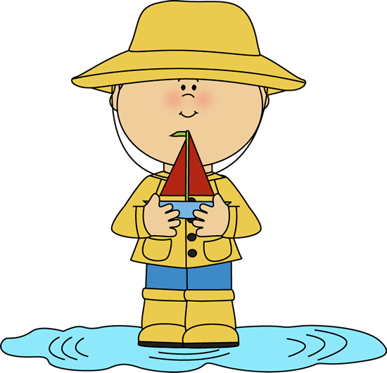 Boy with umbrella clipart