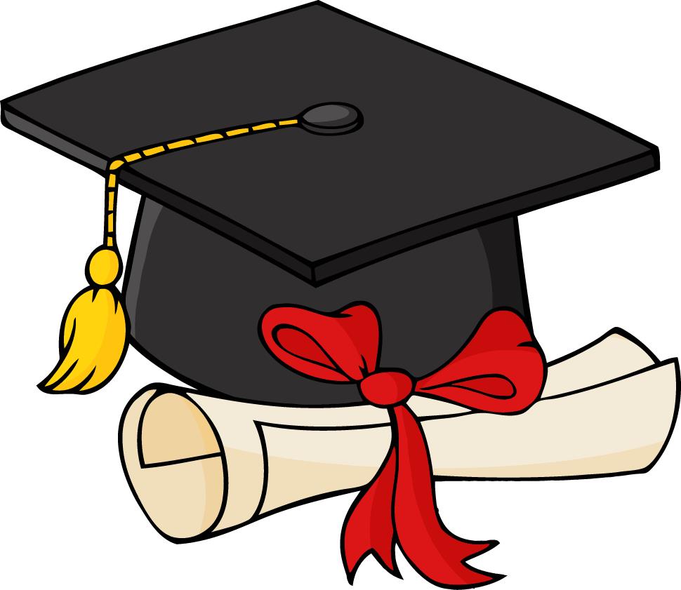 Graduation hat and diploma clipart