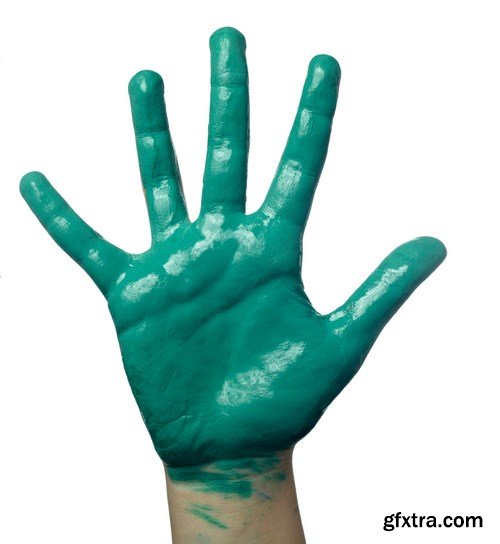 Children's hands in colored paint - 18xUHQ JPEG Photo Stock ...