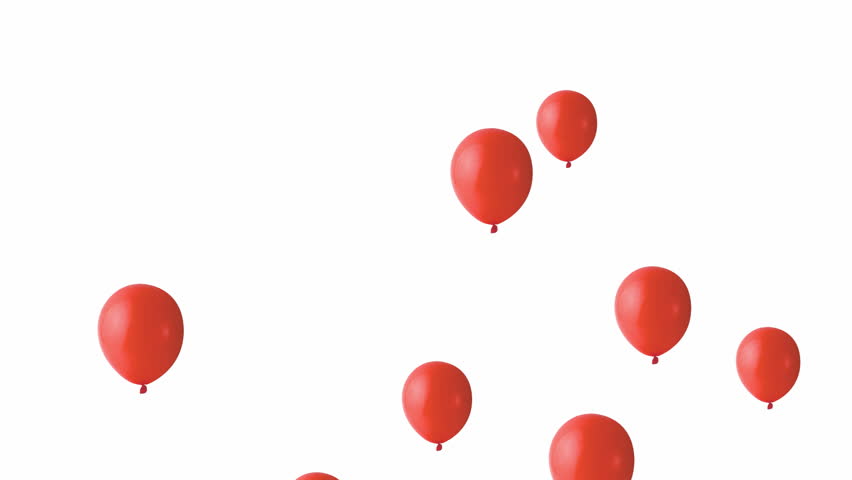 3d Animation Of Heart-shaped Balloons Flying Into The Sky ...