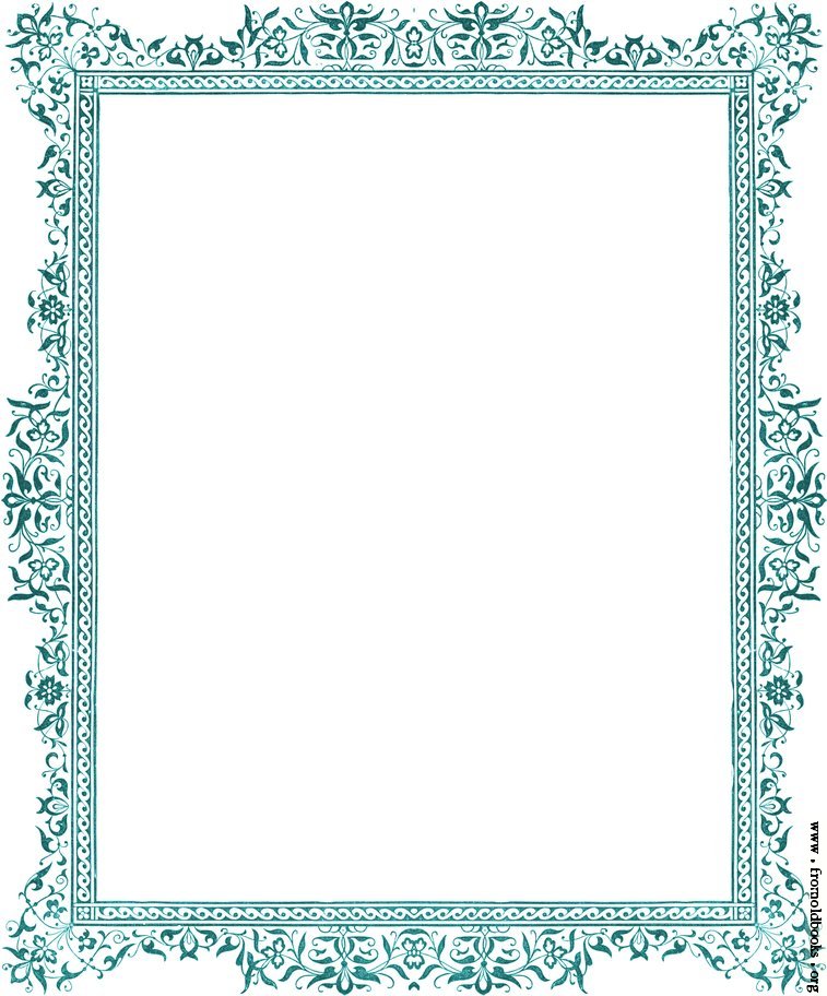 Decorative clip-art Victorian border, antique green [image 415x500 ...