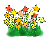Flower Clip Art - Star Flowers in Grass - Clip Art of Flowers