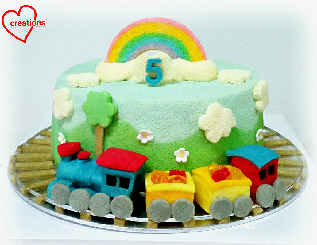 Loving Creations for You: Rainbow Train Chiffon Cake