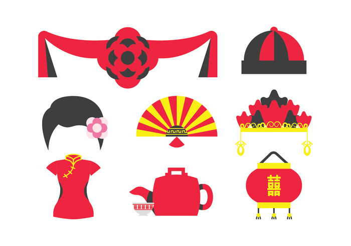 Traditional Chinese Wedding Elements - Download Free Vector Art ...