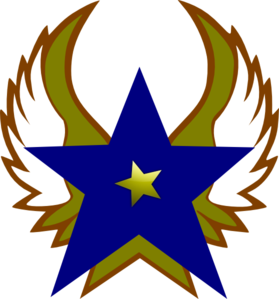 Blue Star With 1 Gold Star And Wings Clip Art | High Quality Clip Art