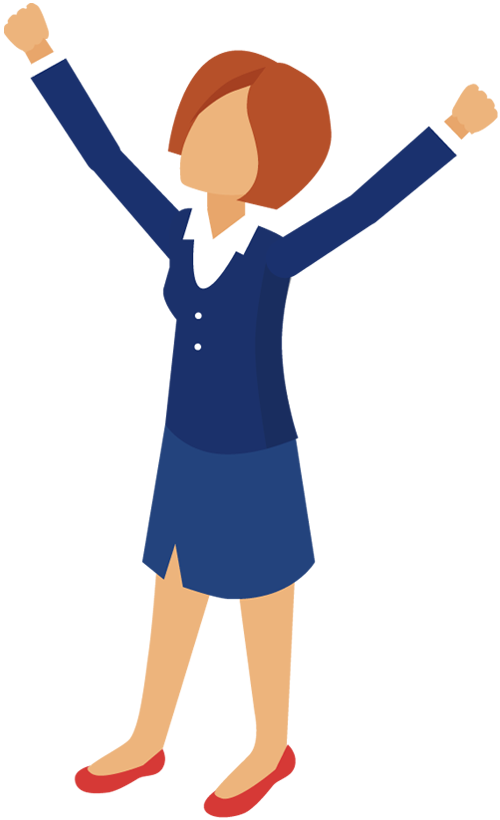 Cartoon business woman with hands up | 1designshop