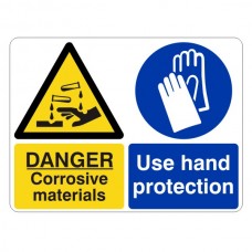 Danger Corrosive Materials / Use Hand Protection Sign | Lasting ...