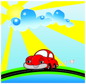 Little Red Car Clipart