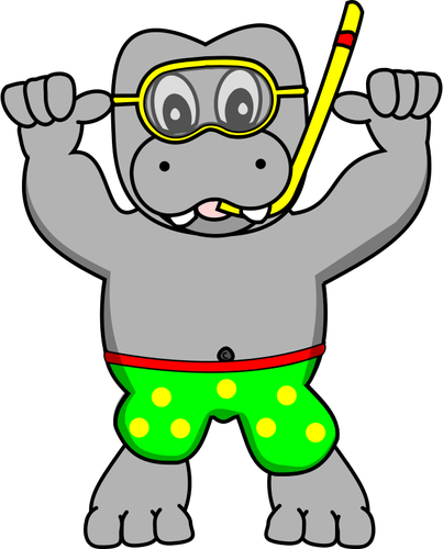 Snorkeling hippo vector image | Public domain vectors