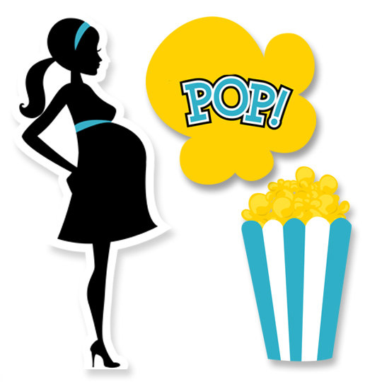 Ready To Pop Teal Baby Shower Party Silhouettes Printed Photo Prop ...